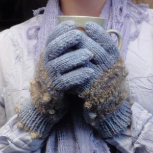 Ladies Gloves - baby blue and shifting sands