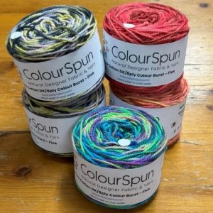 Pure Cotton Colour Burst Five - 5 colours, applied randomly, give you a beautifully themed yarn colour palette on a single ball of yarn.