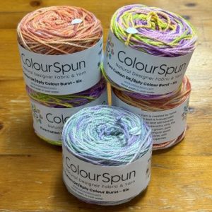 Pure Cotton Colour Burst Six - 6 colours, applied randomly, give you a beautifully themed yarn colour palette on a single ball of yarn.