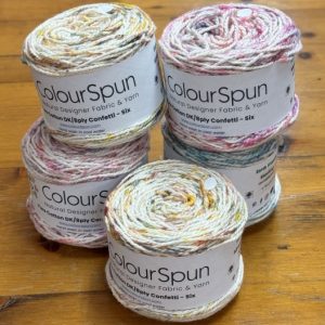 Pure Cotton Confetti Colours - Six. 6 randomly sprinkled colours give you a beautifully themed yarn colour palette on a single ball of yarn.