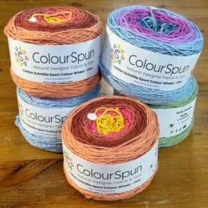 Cotton Scintilla Colour Wheel Five - 5 colours placed perfectly to give you a beautifully themed colourway on a single ball of yarn.