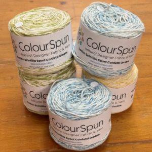 Cotton Scintilla Confetti Ombre - 6 shades of a colour are randomly sprinkled in order to to give a dappled effect on a single ball of yarn.