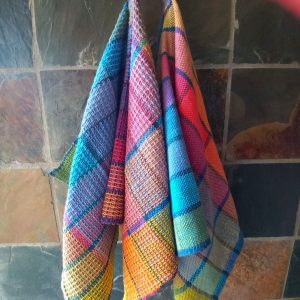 Waffling about colour - 2 colourful tea towels