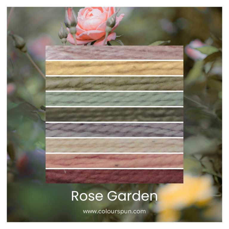 Rose Garden is a 9 colour Colour Way inspired by the colours in an old rose garden.
